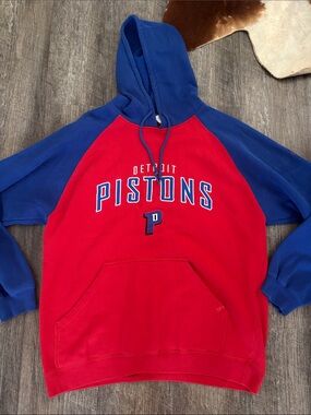 Vintage Detroit Pistons Red & Blue Pullover Hoodie